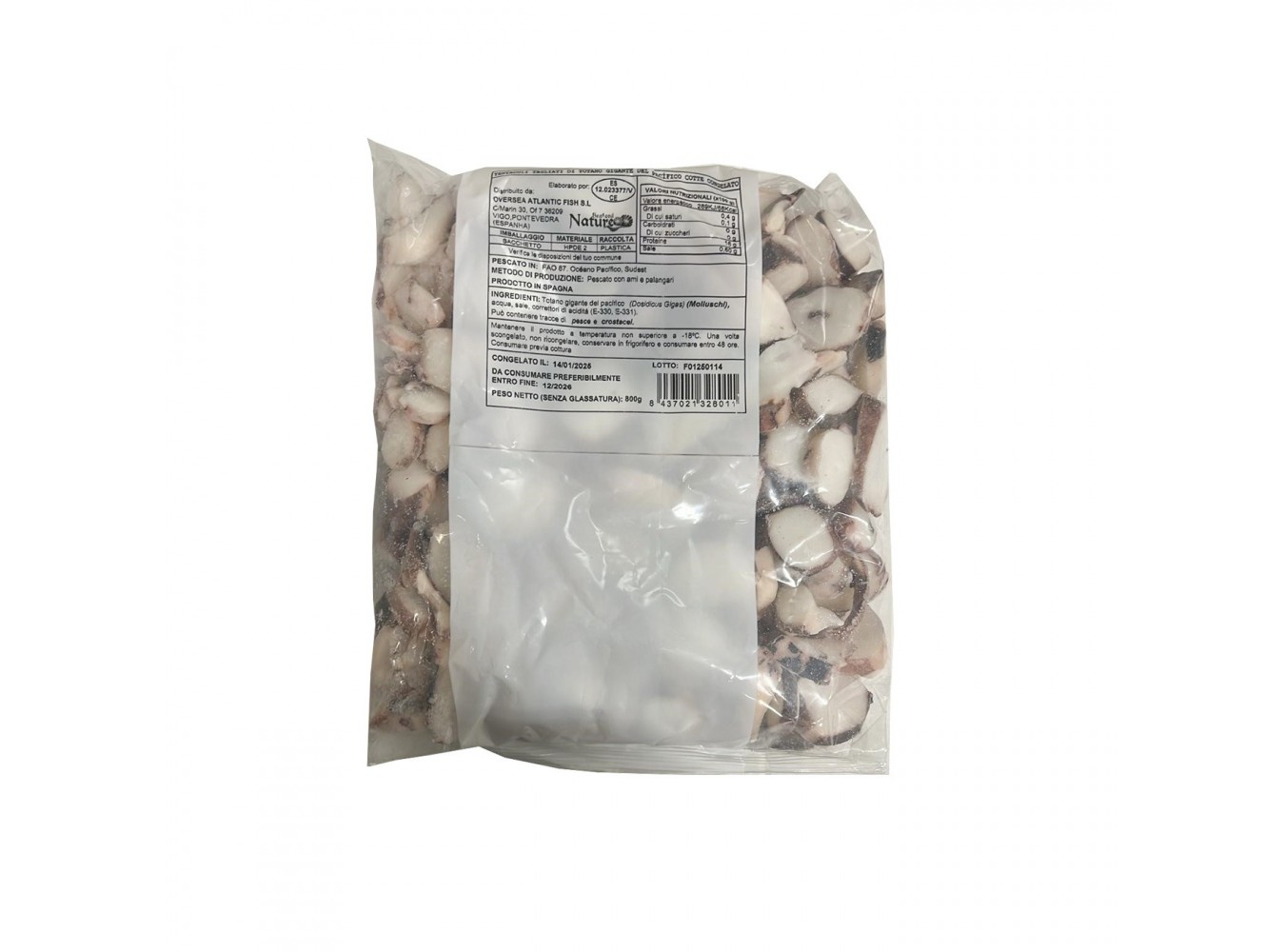 TOTANO TENTACOLI COTTI PEZZI IQF  5X800G