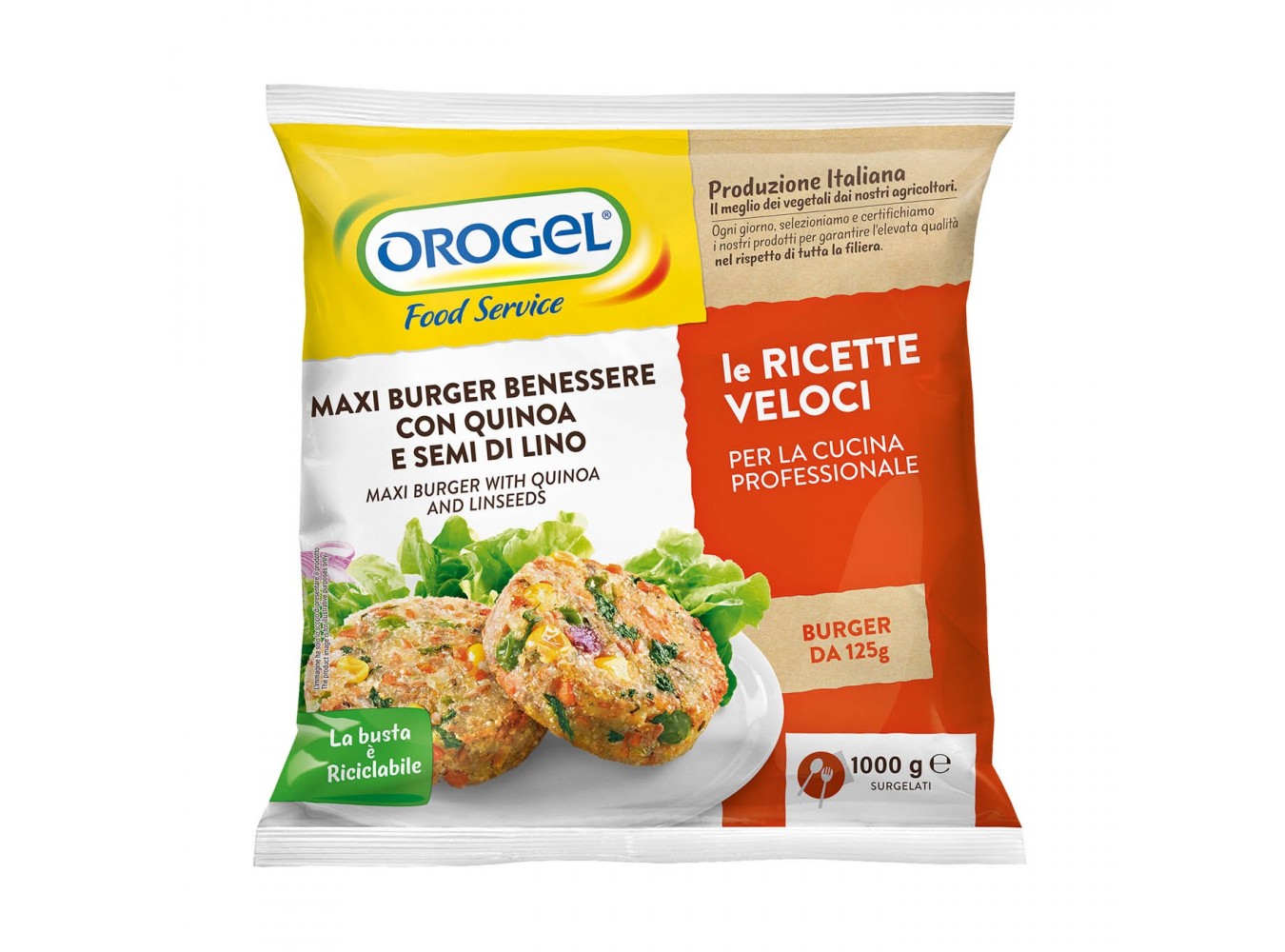BURGER MAXI QUINOA GR.125 OROGEL  KG.1X4