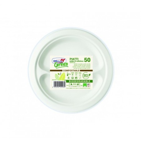 PIATTI BISCOMPARTO BIODEGR. D23 PZ.50X10