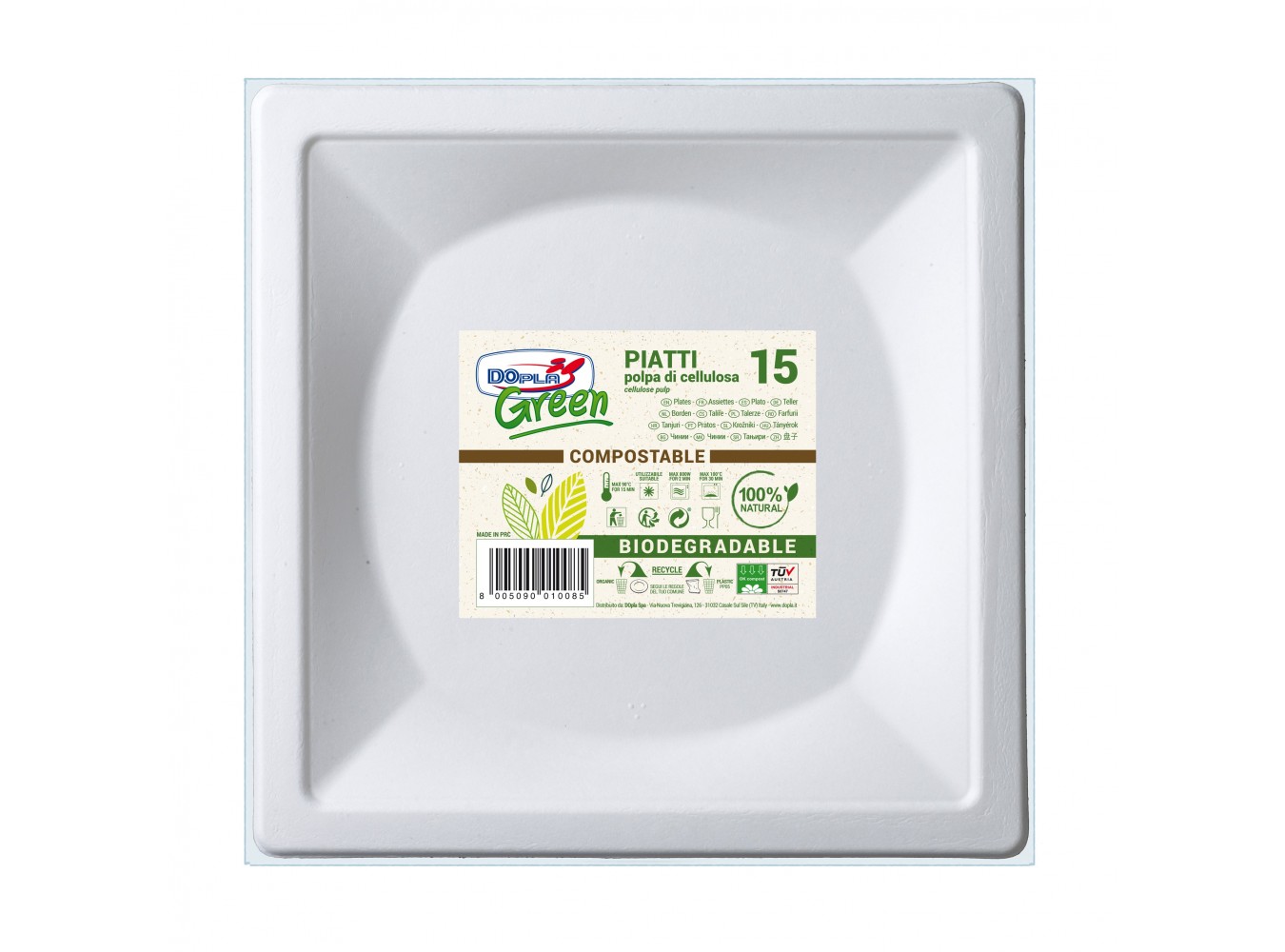 PIATTI QUADRI BIODEGR. 260X260  PZ.15X10