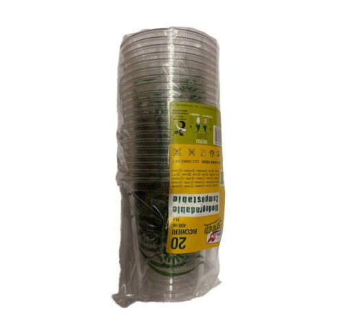 BICCH. BIODEGR.PLA CC.390 TRASP.PZ.20X16
