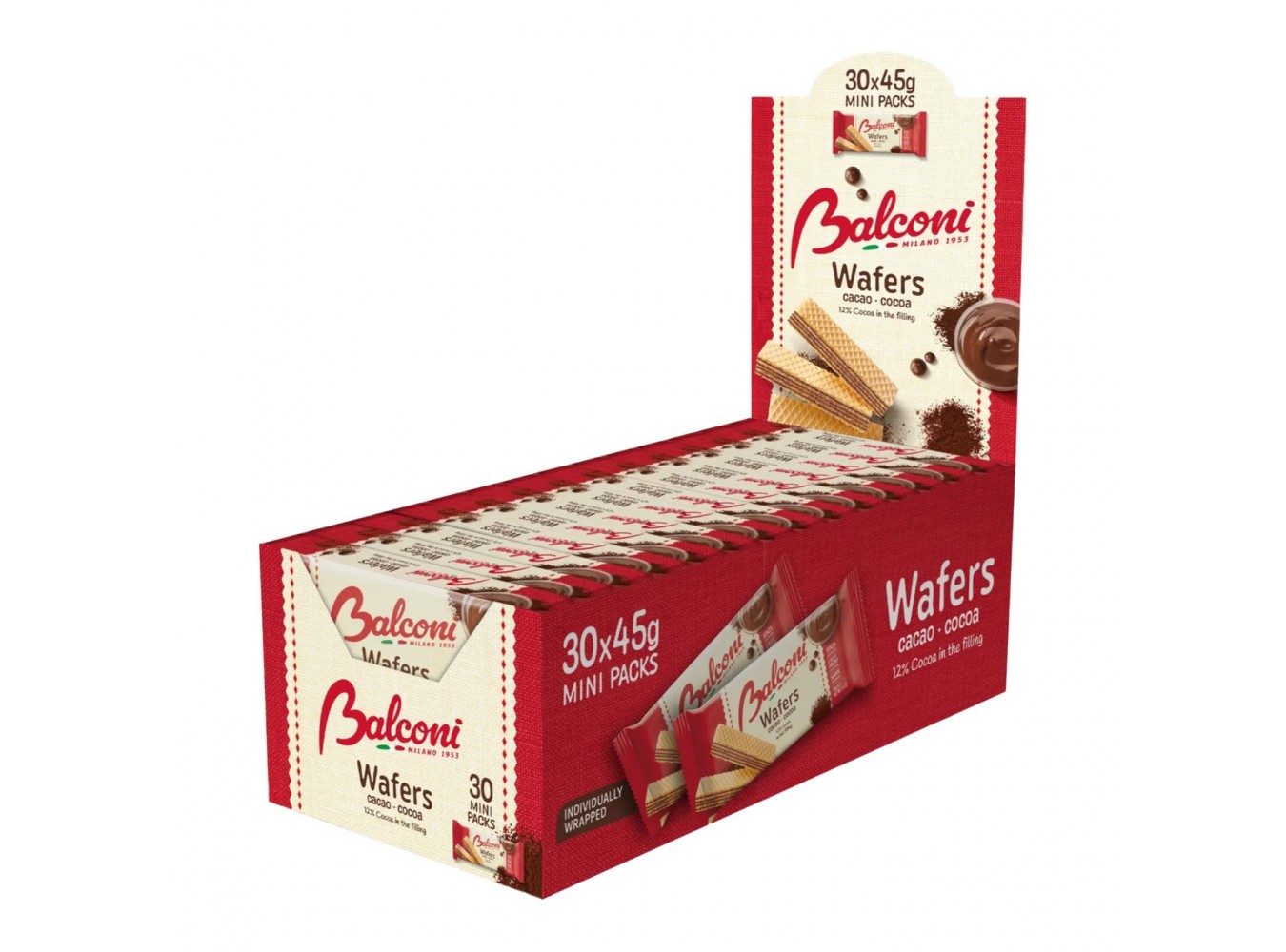 WAFERS CACAO BALCONI        GR.45X30 N.4
