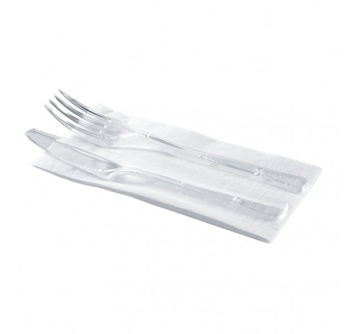 BIS POSATE TRASPARENTE C/TOVAGLIOLO N500
