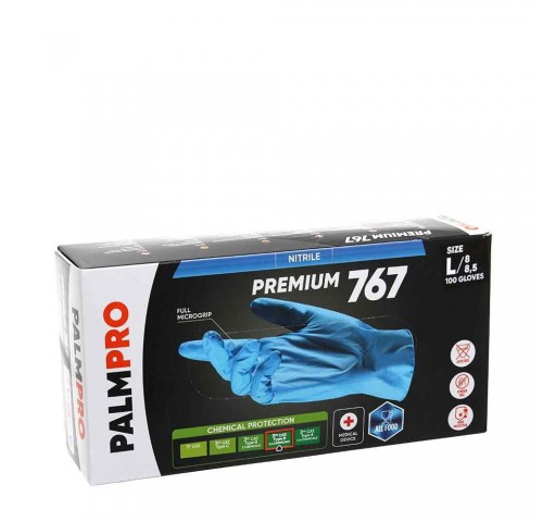 GUANTI NITRILE S/POLVERE BLU L  N.100X10