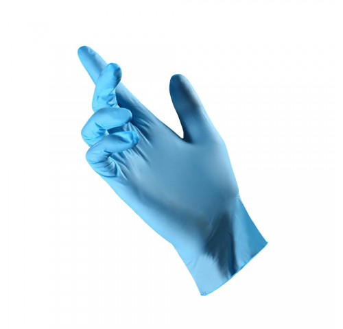 GUANTI NITRILE S/POLVERE BLU M  N.100X10