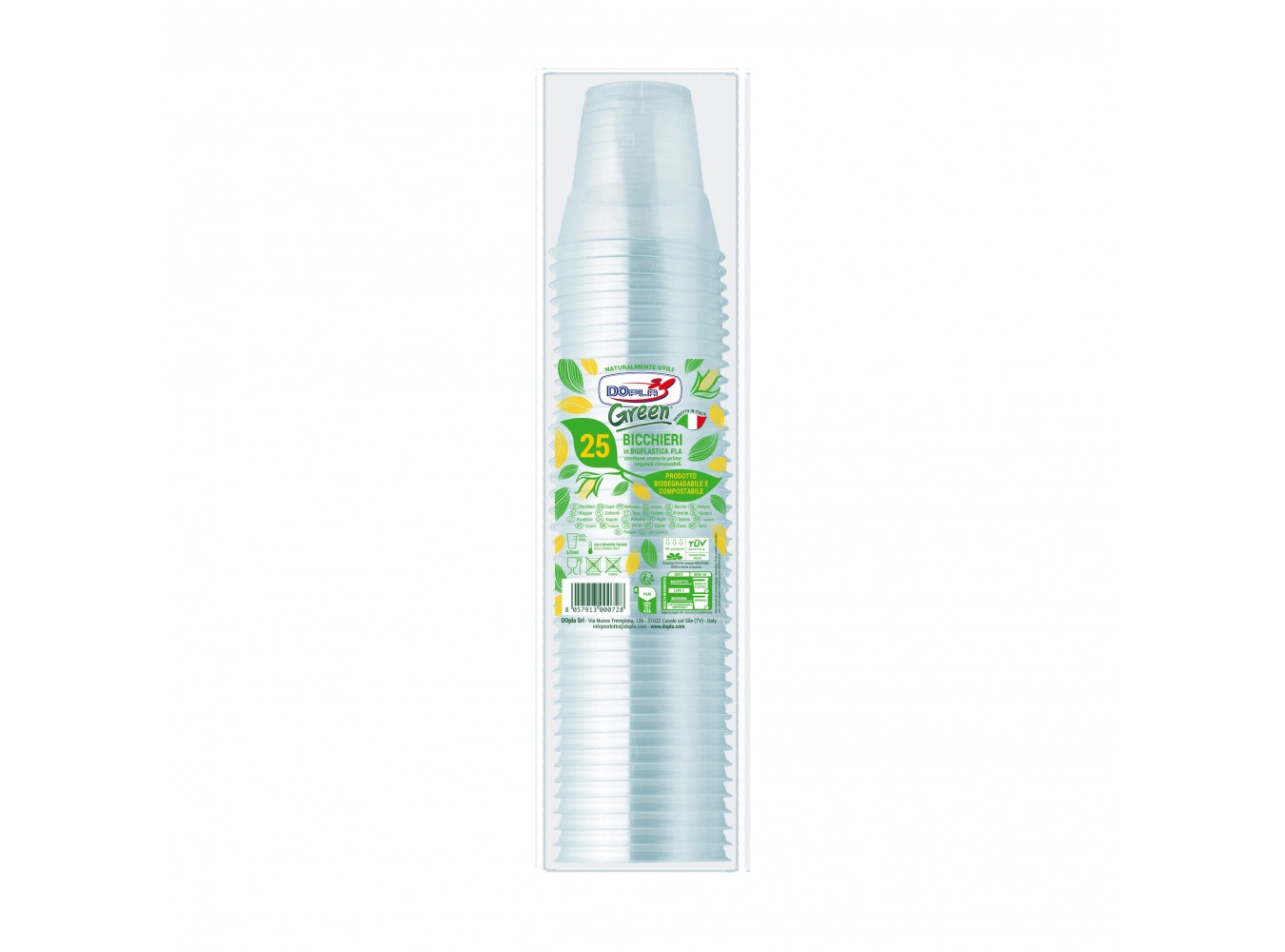 BICCH. BIODEGR.PLA CC.570 TRASP.PZ.25X28