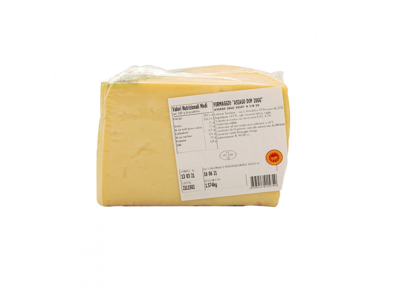 ASIAGO LATTE INTERO 20 GG       KG.1,8X8