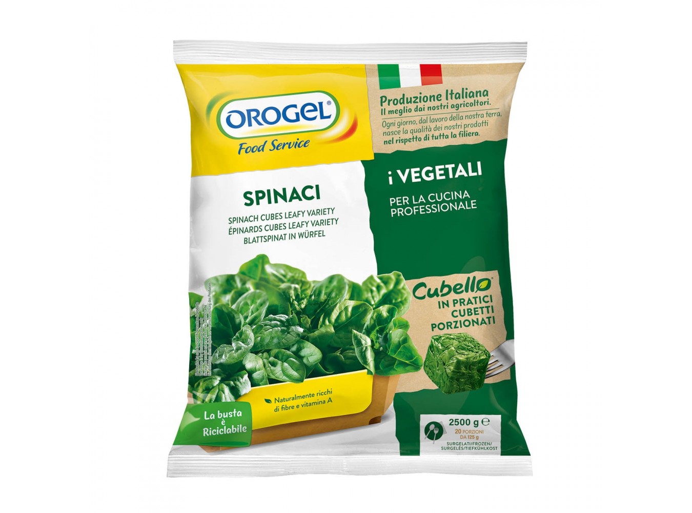 SPINACI CUBETTO FOGLIA OROGEL   KG.2,5X4