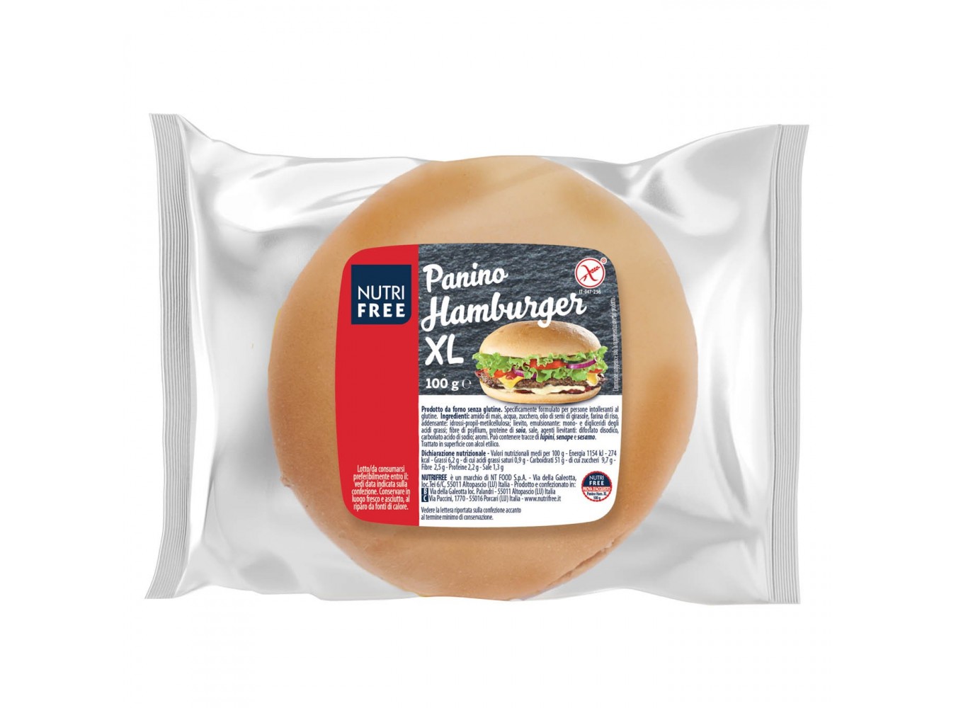 PANE HAMBURGER S/GLUTINE XL NF  GR.100X8